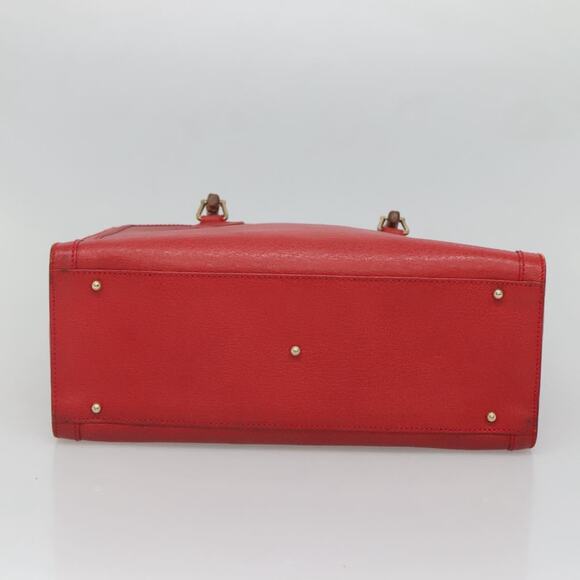 GUCCI Bamboo Hand Bag Leather Red Gold 002 2853 0260 0 - Picture 9 of 16